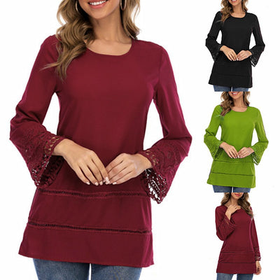 Blusa de Chifón Calado con Estampado Cuadros