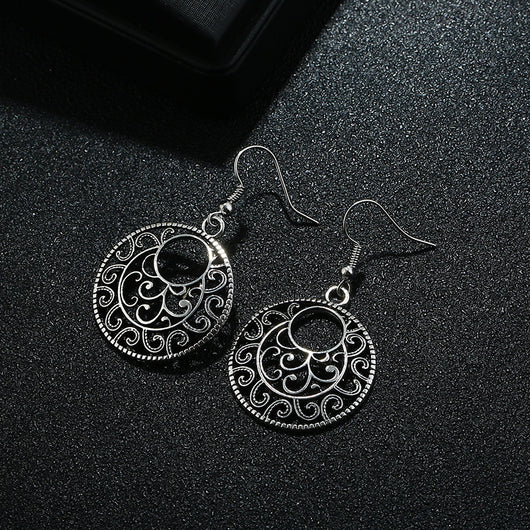 Aretes de Plata Tibetana Calados Estilo Étnico - Image 5
