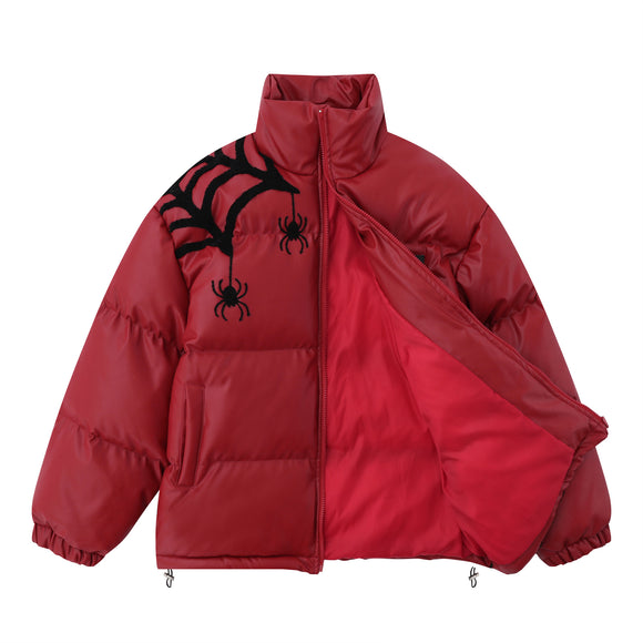 Chaqueta Acolchada de Cuero PU con Forro de Algodón Grueso para Hombre