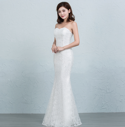 Vestido de Novia Cola Sirena con Encaje Lentejuelado en la Cintura - Image 8