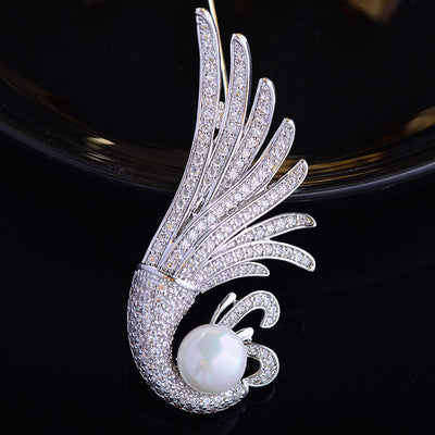 Broche de Perla Fénix Elegante para Damas