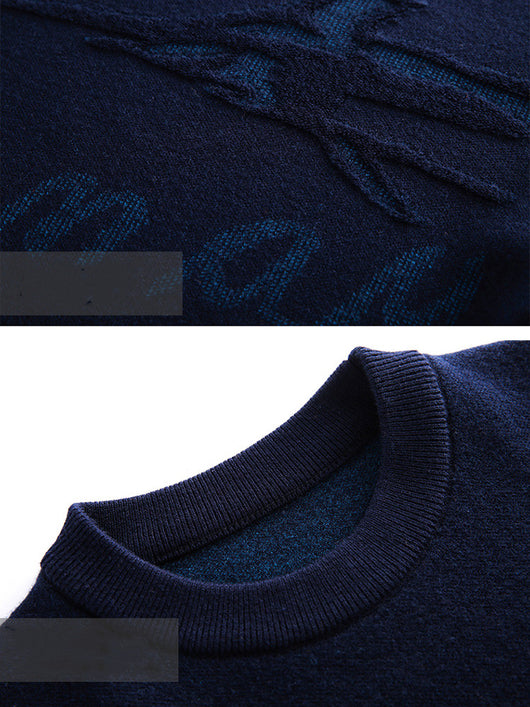 Suéter de Lana Jacquard Oversize Talla Grande para Hombre - Image 3