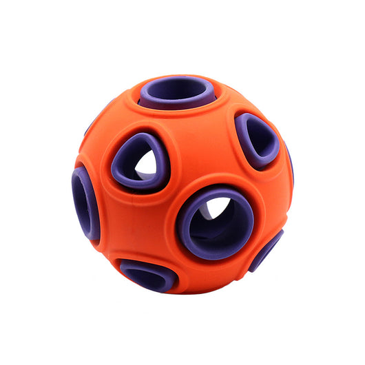 Blue and orange rubber dog toy ball with multiple holes, measuring 40mm in diameter. - Image 8