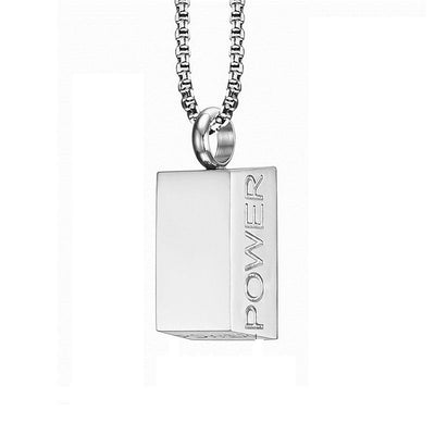 Collar Largo Titanio Acero Inoxidable Colgante Cuadrado Diseño Japonés Coreano Hombre - Image 9