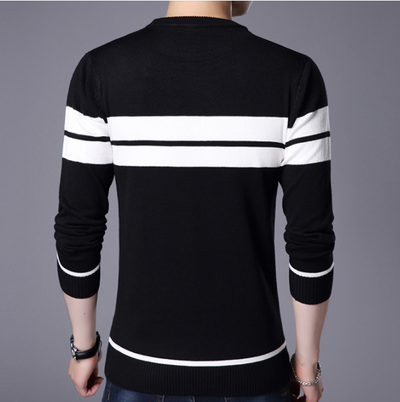 Suéter de Punto para Hombre con Rayas - Cuello Redondo Cálido - Image 2