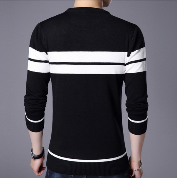 Suéter de Punto para Hombre con Rayas - Cuello Redondo Cálido