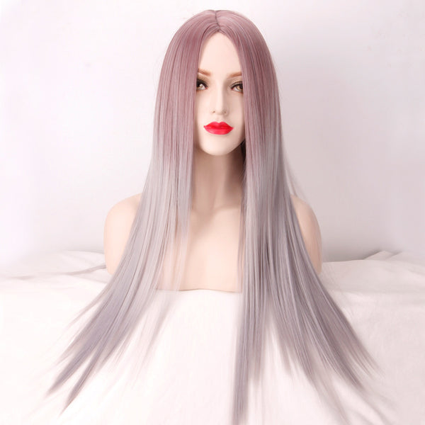 Peluca de Cabello Liso Largo Tono Taro - Image 10