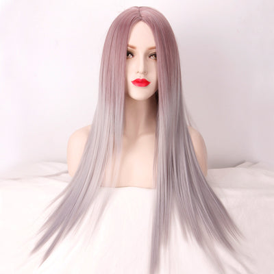 Peluca de Cabello Liso Largo Tono Taro - Image 10