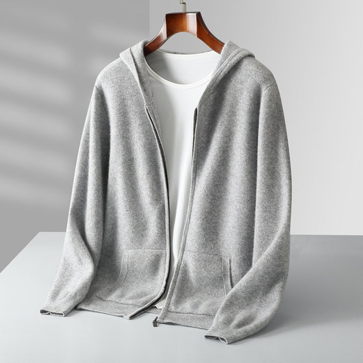 Cardigan de Lana con Cierre y Capucha para Hombre - Image 2