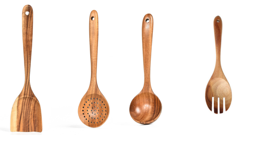 Set de Utensilios de Cocina en Madera de Teca Natural - 7 Piezas - Image 9
