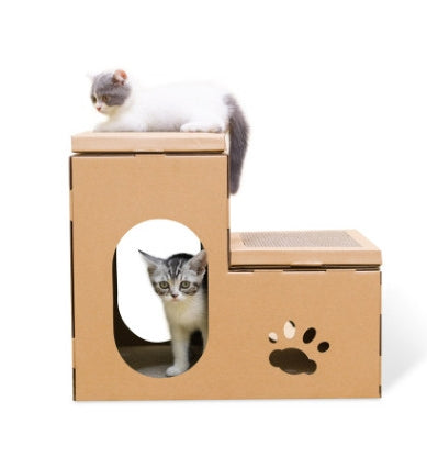 Casa Gato Doble con Escalera y Disco Rascador - Incluye Juguetes de Catnip - Image 4