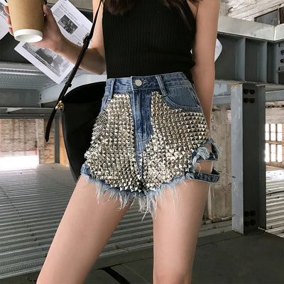 Shorts de Cintura Alta en Denim - Image 4