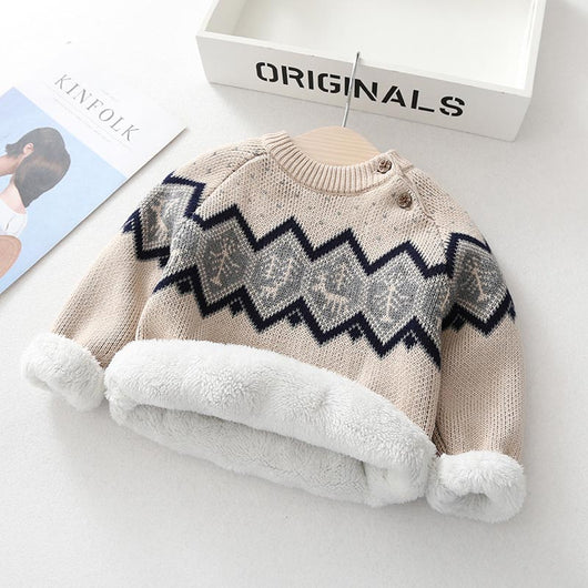 Suéter Tejido Retro Grueso Acolchado para Niños y Niñas - Image 14