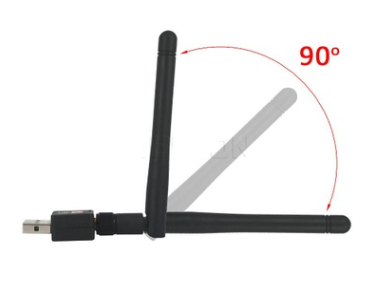 Black mini wireless USB WiFi adapter with an external antenna for PC networking. - Image 4