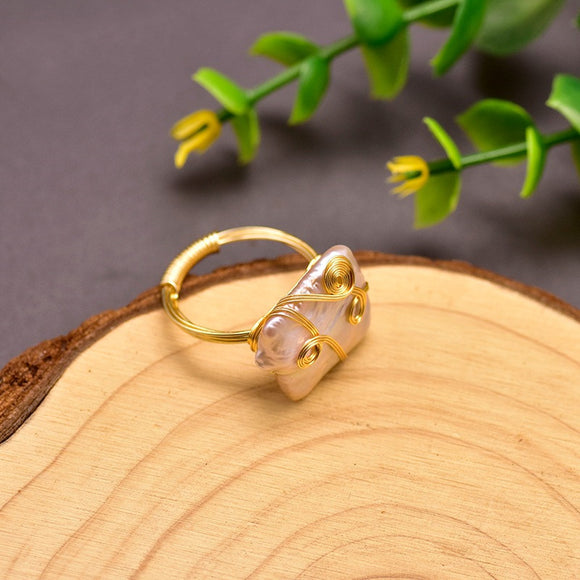 Anillo de Perla Geométrico Rosa y Púrpura
