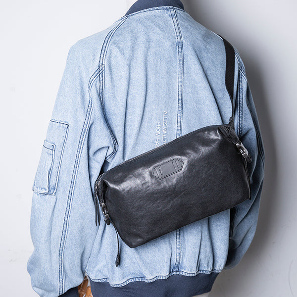 Bolso Mensajero de Cuero Genuino con Gran Capacidad
