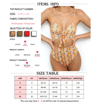 Traje de Baño Enterizo Sexy con Nudo y Estampado ZC2520 - Image 8