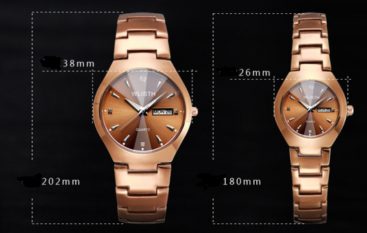 Reloj Luminoso de Acero Tungsteno para Pareja - Resistente al Agua con Calendario - Image 2