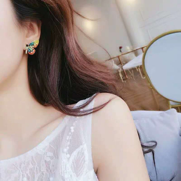 Aretes de Mariposa de Cristal Multicolor