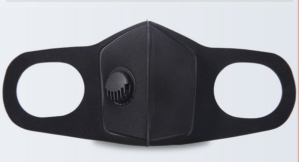 Black breathable face mask with an exhalation valve and ear loops, designed for autumn and winter fashion. - Image 14