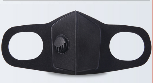 Black breathable face mask with an exhalation valve and ear loops, designed for autumn and winter fashion. - Image 14