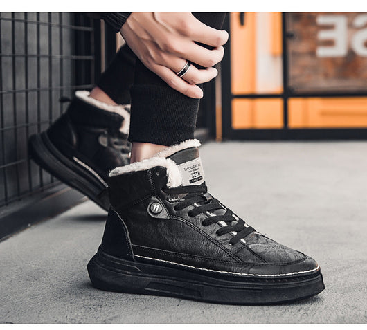 Tenis Altos de Terciopelo para Hombre - Zapatillas Cálidas y Acolchadas Estilo Coreano - Image 5