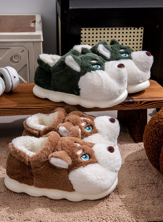 Pantuflas Husky Cartoon de Algodón Puro para Hombre - Cálidas y Cómodas para Invierno - Image 15