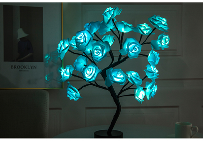 Lámpara LED Flor de Rosa con Árbol Bonsái - Luz Nocturna USB Recargable para Decoración - Image 13