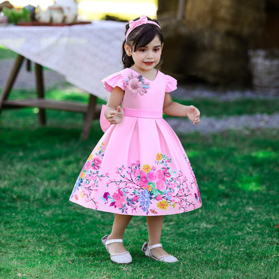 Vestido Princesa Estampado Forjado con Diadema - Image 11