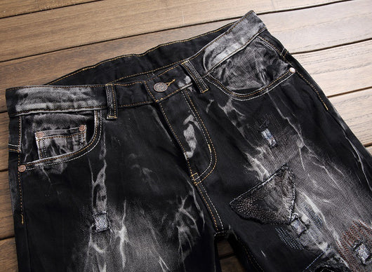 Pantalones Vaqueros Rotos Retro con Stretch para Hombre - Image 6