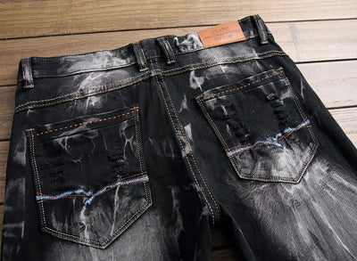 Pantalones Vaqueros Rotos Retro con Stretch para Hombre - Image 15