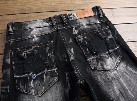 Pantalones Vaqueros Rotos Retro con Stretch para Hombre - Image 15
