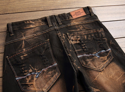 Pantalones Vaqueros Rotos Retro con Stretch para Hombre - Image 29