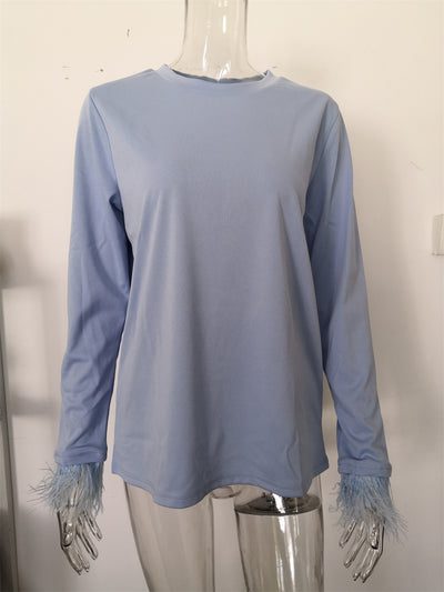 Blusa Casual para Mujer con Cuello Redondo y Detalles de Plumas - Image 17