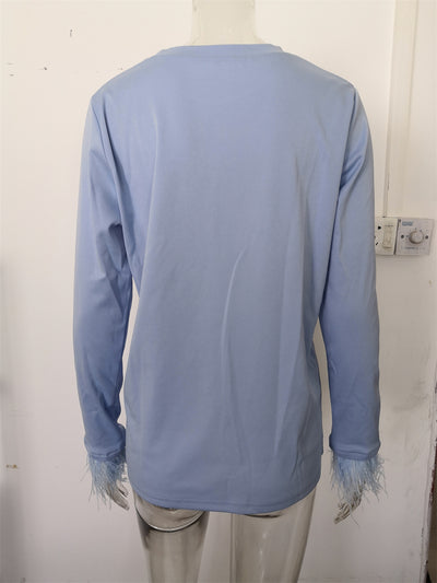 Blusa Casual para Mujer con Cuello Redondo y Detalles de Plumas - Image 19