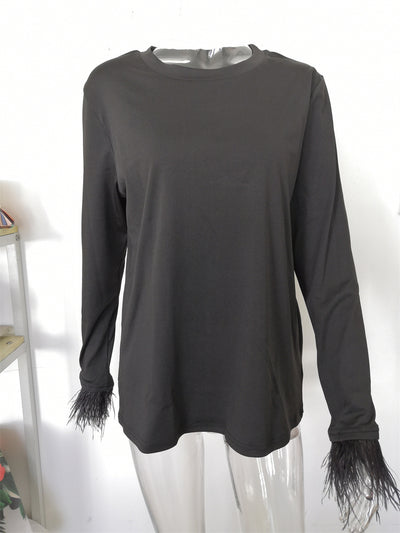 Blusa Casual para Mujer con Cuello Redondo y Detalles de Plumas - Image 20