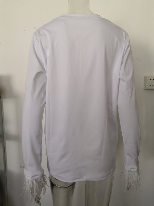 Blusa Casual para Mujer con Cuello Redondo y Detalles de Plumas - Image 25