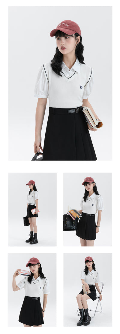 Suéter Tejido Tipo Polo con Efecto Dos Piezas para Mujer - Image 8