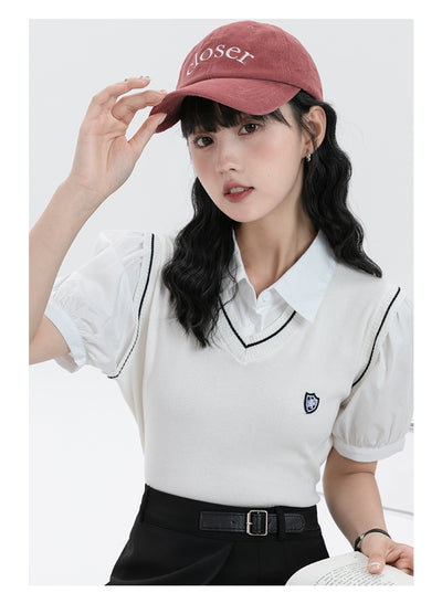 Suéter Tejido Tipo Polo con Efecto Dos Piezas para Mujer - Image 10
