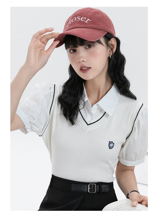 Suéter Tejido Tipo Polo con Efecto Dos Piezas para Mujer - Image 10