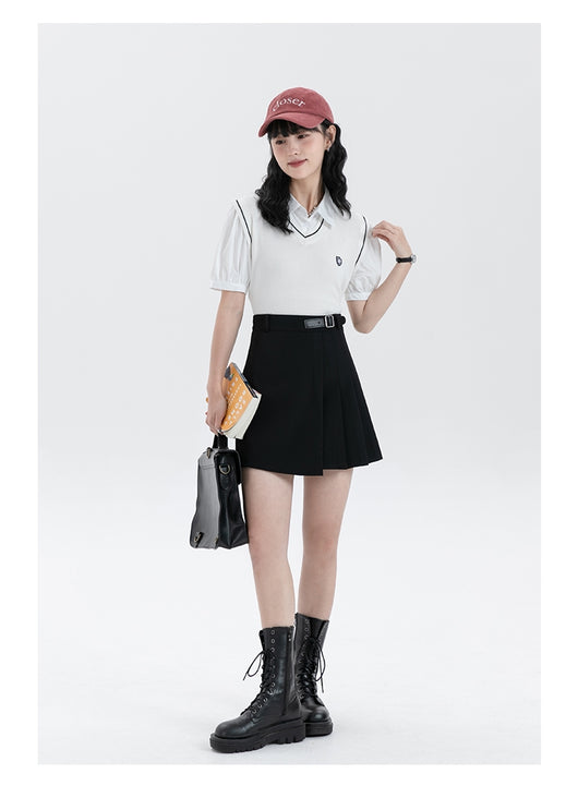 Suéter Tejido Tipo Polo con Efecto Dos Piezas para Mujer - Image 11