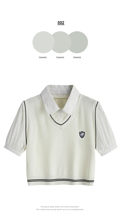 Suéter Tejido Tipo Polo con Efecto Dos Piezas para Mujer - Image 15