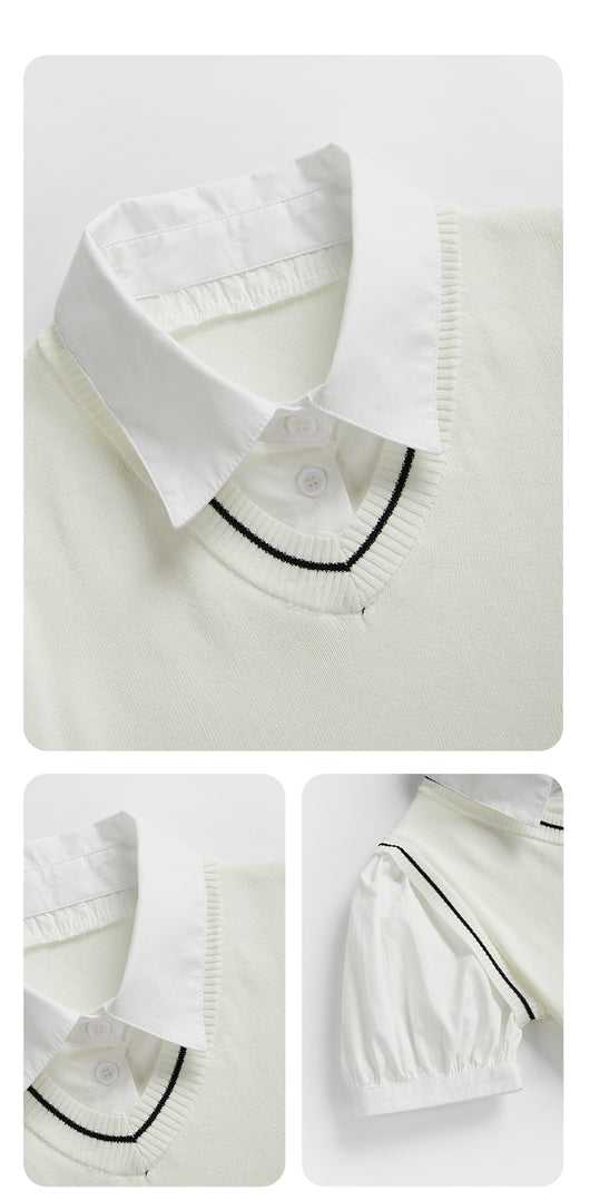 Suéter Tejido Tipo Polo con Efecto Dos Piezas para Mujer - Image 16