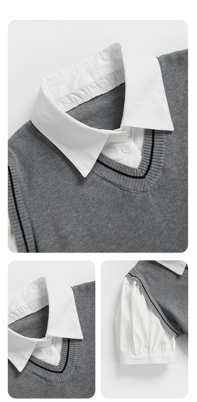Suéter Tejido Tipo Polo con Efecto Dos Piezas para Mujer - Image 19