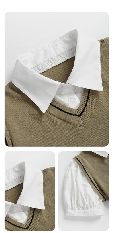 Suéter Tejido Tipo Polo con Efecto Dos Piezas para Mujer - Image 22