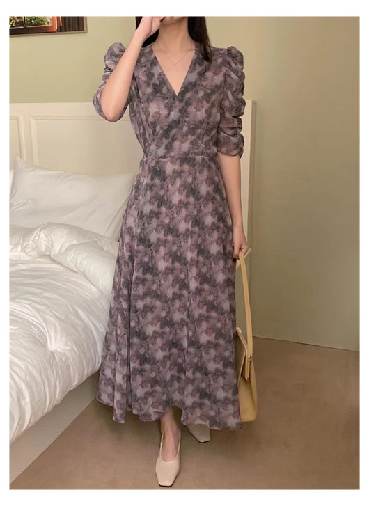 Vestido Floral Elegante Cuello en V Retro Sofisticado - Image 6