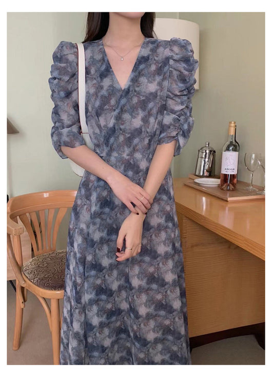Vestido Floral Elegante Cuello en V Retro Sofisticado - Image 10
