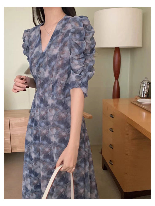Vestido Floral Elegante Cuello en V Retro Sofisticado - Image 13