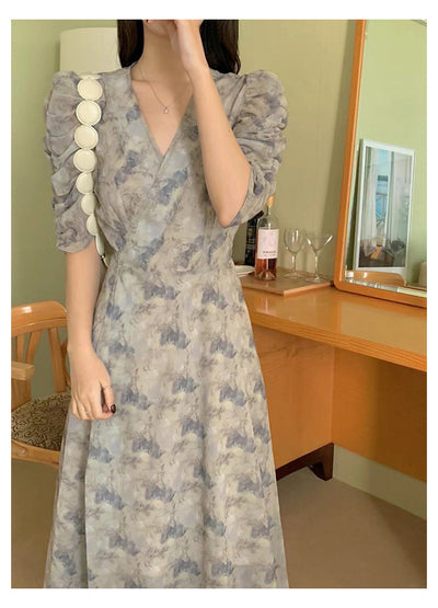 Vestido Floral Elegante Cuello en V Retro Sofisticado - Image 15