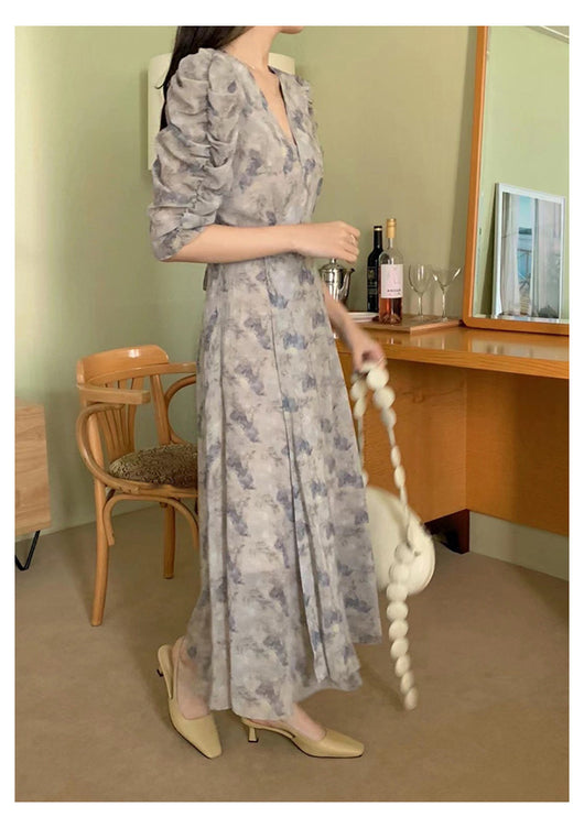 Vestido Floral Elegante Cuello en V Retro Sofisticado - Image 16
